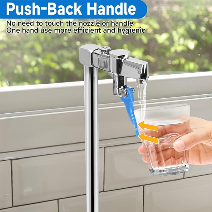 14 inch Glass Filler Faucet, Glass Filling Station Water Station Drinking Water Faucet with 1/4" & 3/8" Adapters & Sealing Tape, Male for Bar Cafe Restaurant Kitchen Hotel Public Lounge