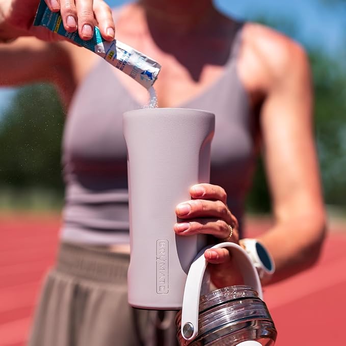 BrüMate MultiShaker Blender Shaker Bottle | 100% Leakproof Insulated Stainless Steel | Pre Workout and Protein Shaker Bottle for the Gym | 26oz (Dune)