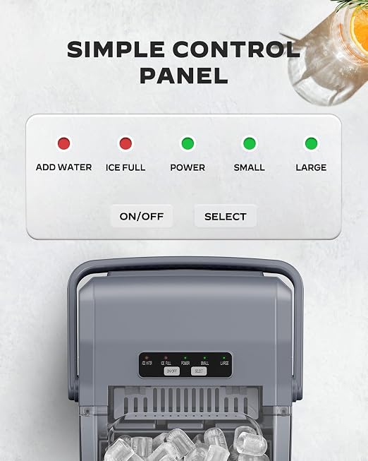 Marsail Ice Makers Countertop, 26 lbs per Day, Fast Ice in 6 Minutes, Self-Cleaning Ice Maker, Compact Countertop Ice Machine for Home, Kitchen/Office/Parties