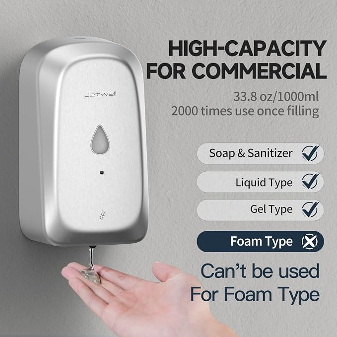 JETWELL Automatic Touch-Less Wall Mount Soap Dispenser and Multifold Paper Towel Dispenser Silver