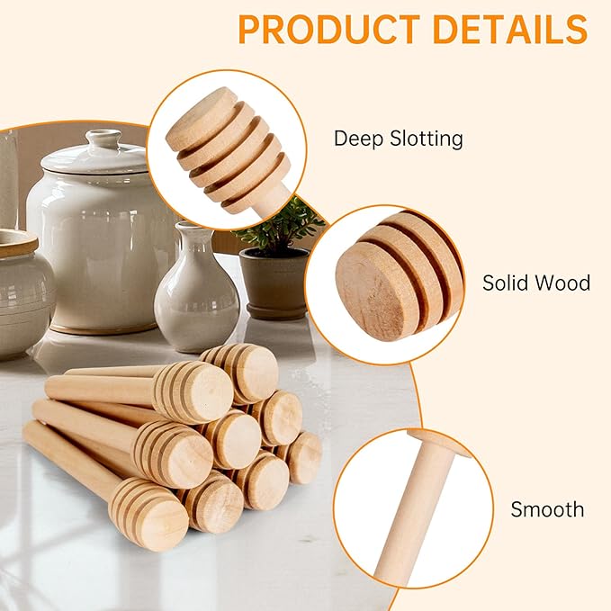 100Pcs 3 inch Honey Dipper Sticks - Wooden Honey Dipper, 3 Inch Mini Honeycomb Stick, Honey Stirrer Stick for Honey Jar Dispense Drizzle Honey and Wedding Party Present