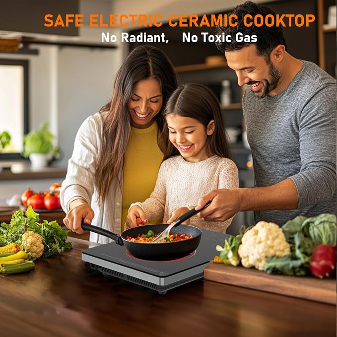 TOPWISH Hot Plate Electric Single Burner Cooktop,Portabl Electric Stove | Small Stove Electric 1300W with LED Touch,Child Lock,110V Glass Countertop Burner for Cooking