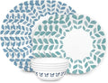 Corelle Vitrelle Glass Dinnerware Set, Chip & Crack Resistant Triple Layer Glass, 12-PC Dinnerware Set, Northern Pines