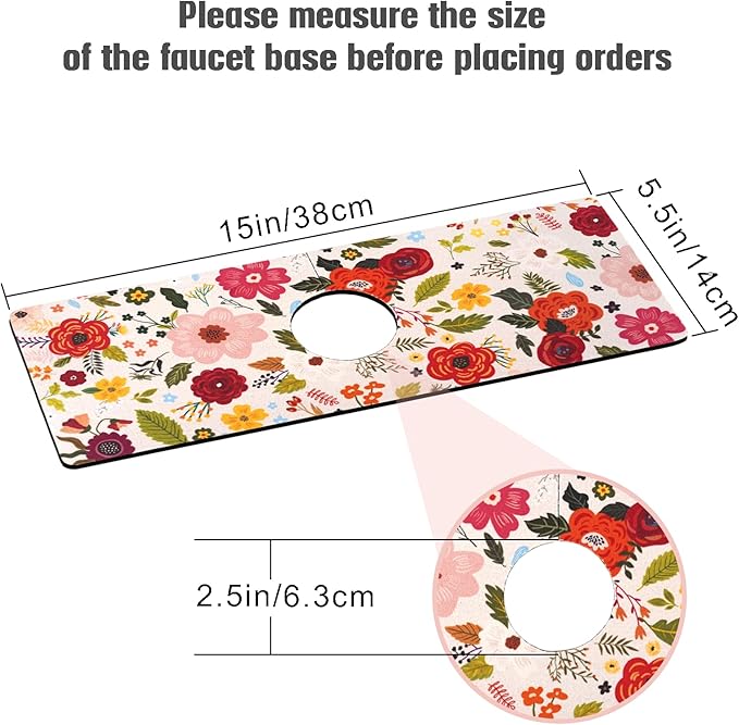 Sink Faucet Absorbing Mat, 2 Pack Drying Mat Around Faucet Sink Splash Guard Behind Faucet Sinkmat For Kitchen Bathroom Island Rv 15 * 5.5 Inch (38 * 14 cm)