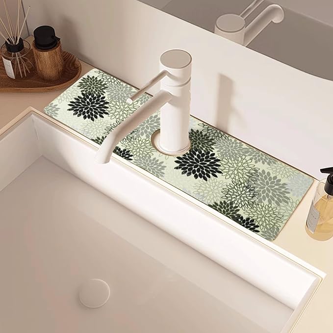 Sink Faucet Absorbing Mat, 2 Pack Drying Mat Around Faucet Sink Splash Guard Behind Faucet Sinkmat For Kitchen Bathroom Island Rv 15 * 5.5 Inch (38 * 14 cm)