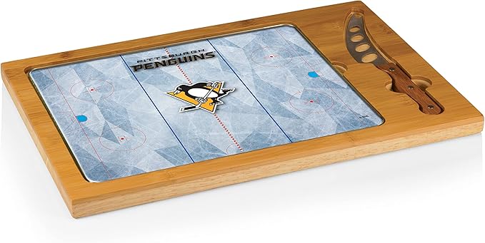 PICNIC TIME NHL unisex-adult NHL Icon Glass Top Cutting Board & Knife Set