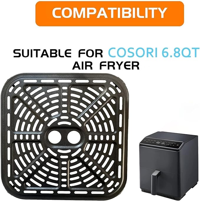 Premium Air Fryer Crisping Plate for COSORI 6.8QT 12-in-1 Dual Blaze Air Fryers, Air Fryer Grill Pan Plate Crisper Tray Rack Grate Grid Shelf for COSORI 6.8QT Air Fryer, Nonstick, Dishwasher Safe