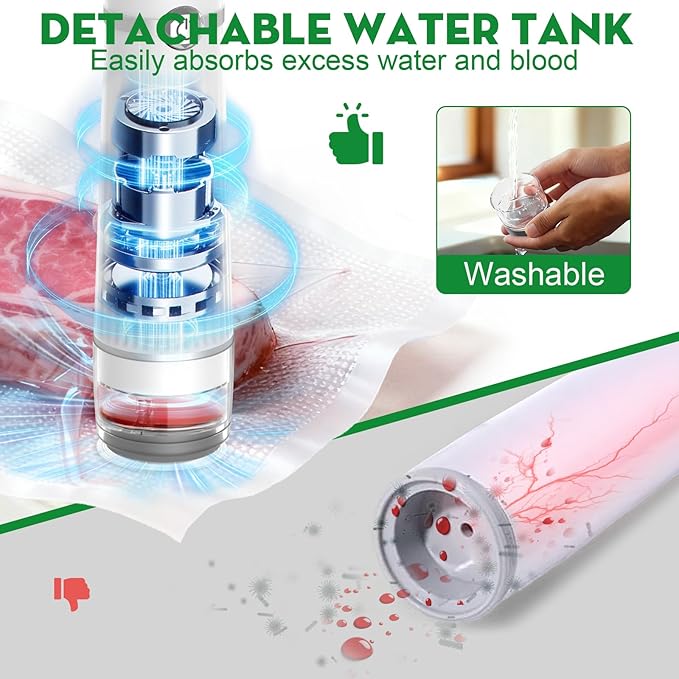 3-in-1 Vacuum Sealer for Food Compatible with Vacuum Bag, Mason Jar, Wine Bottle, Handheld Saver Compact Vacuum Sealer Machine with 14 Reusable Bags