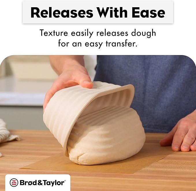 Brod & Taylor Banneton Boule 8.5” Proofing Basket for Sourdough & Artisan Bread Baking – Stackable, Made From Bamboo & Sugarcane Pulp (1-Pack)