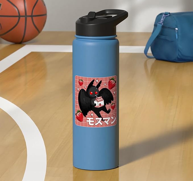Cryptid Mothman Lover Kawaii Strawberry Milk Shake Carton Stainless Steel Insulated Water Bottle