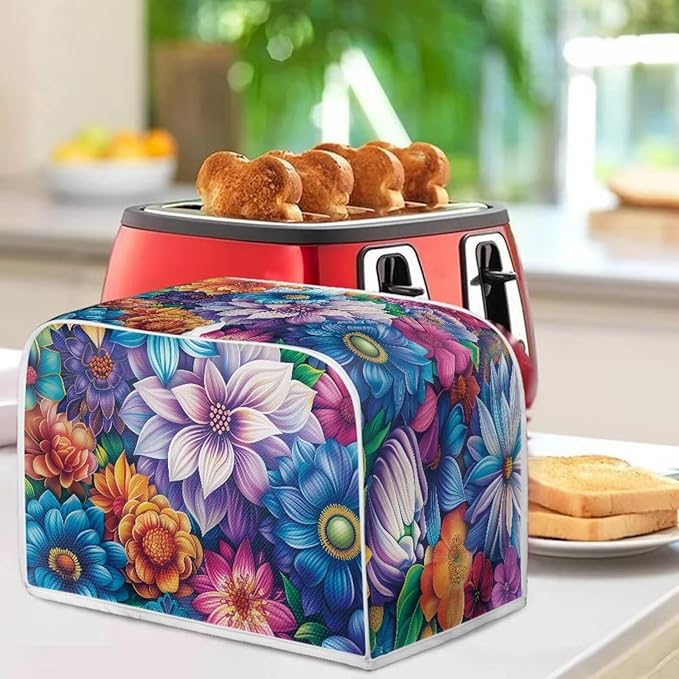 Bright Blossoms Kitchen Blender Cover Toaster Cover Boho Mandala Floral 2 Slice Washable Kitchen Accessories Small Appliance Protector Covers