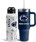 The Memory Company Officially Licensed NCAA 2-Pack Stainless Steel Tumbler Set, 34oz Team Spirit Water Bottle & 40oz Game Day Tumbler with Lid and Straw, BPA-Free Materials, Convenient Straw Design