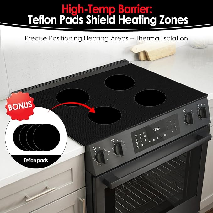 KitchenRaku Large Induction Cooktop Protector Mat 20.8x24 inch, Translucent (Magnetic) Electric Stove Burner Covers Antiscratch as Glass Top Stove Cover or Electric Stove Top