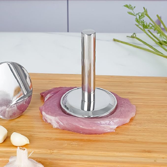 Meat Pounder Tenderizer 304 Stainless Steel Meat Loosening Hammer, Solid Round Chicken Beef Pork Flattener Tool, Multifunctional Thickened and Weighted Tenderizer Dishwasher