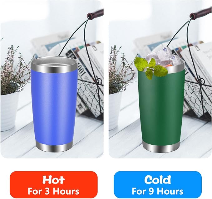 VEGOND 20oz Tumbler with Lid and Straw Stainless Steel Tumbler Cup Bulk Vacuum Insulated Double Wall Travel Coffee Mug Powder Coated Coffee Cup, Dark Green, 12 Pack