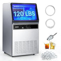 VEVOR Commercial Ice Maker Machine 120 lbs/24H, Under Counter Ice Maker with 33 lbs Storage Bin 45 Cubes in 8-10Mins, Stainless Steel &Freestanding Ice Machine with LED Display for Home Bar Cafe