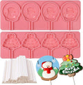 KALAIEN 2 Pack Christmas Lollipop Molds Set, Christmas Silicone Molds Candy Gummy Mold for Chocolate with 100pcs Lollypop Sucker Sticks