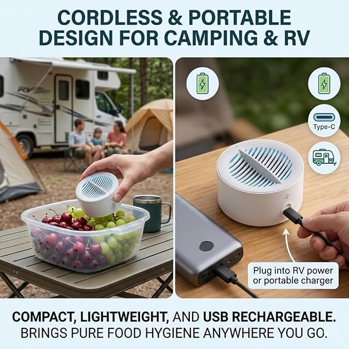 Puribreeze Vegetable Cleaner, Fruit Cleaner Machine, Vegetable Cleaners Device, Portable for Home Kitchens, Rv Travel, and Health-Conscious Families Needing Effortless Produce Care (1)