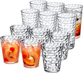 Amazing Abby - Iceberg - 16-Ounce and 24-Ounce Plastic Tumblers (Set of 12), Plastic Drinking Glasses, All-Clear Reusable Cups, Stackable, BPA-Free, Shatter-Proof, Dishwasher-Safe