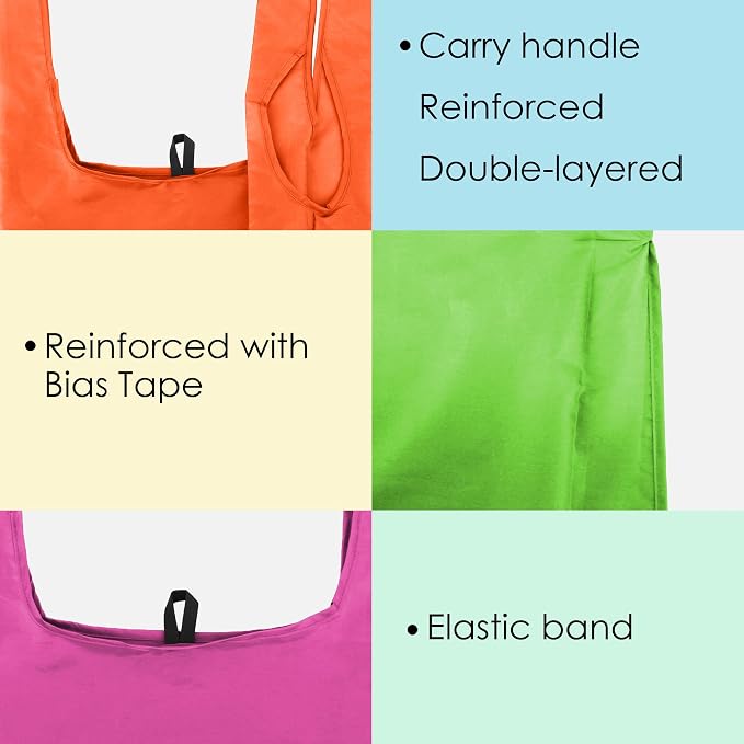 BeeGreen Navy Reusable Grocery Bags Bulk Gifts 20 Pack - Large Tote with Zipper Pouch | Foldable & Washable Polyester Shopping Bags Heavy Duty Animal Lover Gifts Reusable Bag With Handles