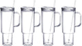MEWAY 40 oz Acrylic Tumbler with Handle and Straw Lid，Double Wall Vacuum Reusable plastic Water Bottle Travel Mug Cup，Classic Tumblers Cupholder Friendly (4 Pack)