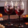 SiliFine 2 Pcs Halloween Ghost Theme Party Stemmed Wine Glasses Hand Painted Drinking Cup Wine Glasses Gifts for Halloween Birthday Theme Holiday Party Supplies