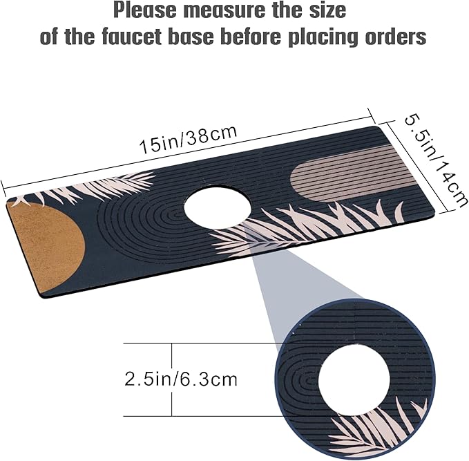 Sink Faucet Absorbing Mat, 2 Pack Drying Mat Around Faucet Sink Splash Guard Behind Faucet Sinkmat For Kitchen Bathroom Island Rv 15 * 5.5 Inch (38 * 14 cm)