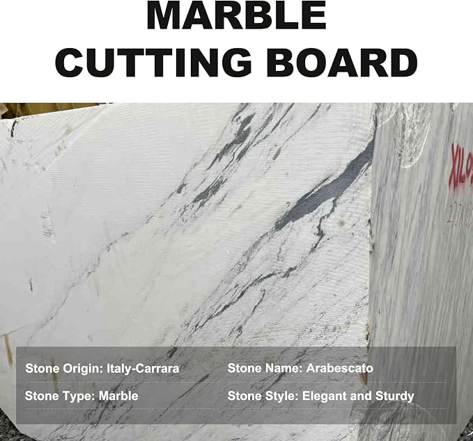 Koville Italian Natural Marble Cutting Board for Kitchen, 16x20inch Extra Large Hand Crafted Marble Slab for Cheese, Charcuterie, Pastry Board - Wedding Gift, House Warming Gift