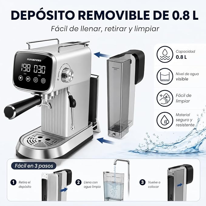 Espresso Machines 20 Bar with LED Touchscreen, Adjustable Temperature(185~203°F) Timing(25~60s), Compact Stainless Steel Coffee Maker with Milk Frother Steam Wand for Home Cappuccino & Latte Maker