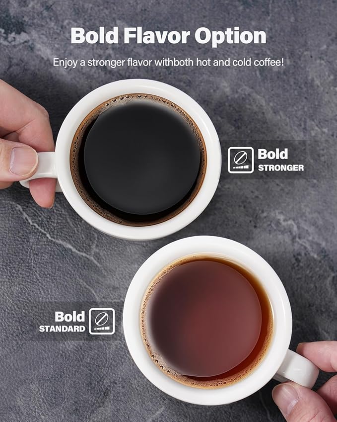 K Cup Coffee Maker With Bold Setting, Single Serve Hot & Iced Coffee Maker for K-Cup and Grounds, 52 Oz Removable Water Tank, 6 to 14oz Brew Size, Pod Coffee Machine With Reusable Filter,(Black)