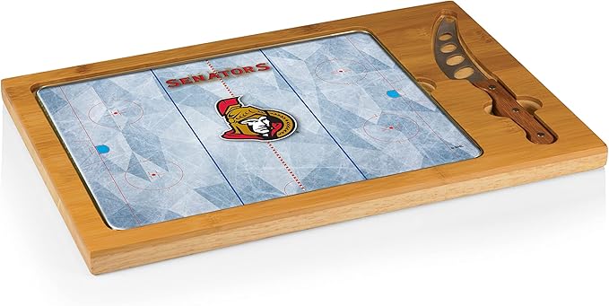 PICNIC TIME NHL unisex-adult NHL Icon Glass Top Cutting Board & Knife Set