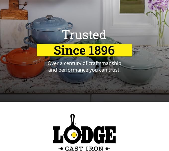 Lodge Essential Enamel Braiser - Refrigerator- & Oven-Safe up to 500° F - Heat-Retaining, Induction-Safe & PFAS-Free Enamel Cookware - 3.6 Quart, Oyster White