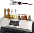 30 Inch Magnetic Stove Top Shelf - Stainless Steel Over Stove Storage Rack for Spices & Condiments - Tool-Free Fit for Flat & Curved Stoves