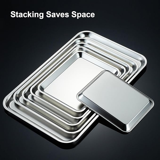 Baking Sheet, Stainless Steel Tray, Dishwasher Leak Pan, Metal Drip Pan for Kitchen Baking, Barbecue, Lab Instrument, Pet Treatment(41.5 * 29.5cm/16.3 * 11.6in)
