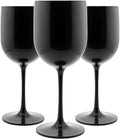 FOX & GRAPES Plastic Stemmed Wine Glasses | Unbreakable/Shatterproof, Reusable, Food Safe, Dishwasher Safe, For Birthday and Party, 16oz (Black, Set of 12)