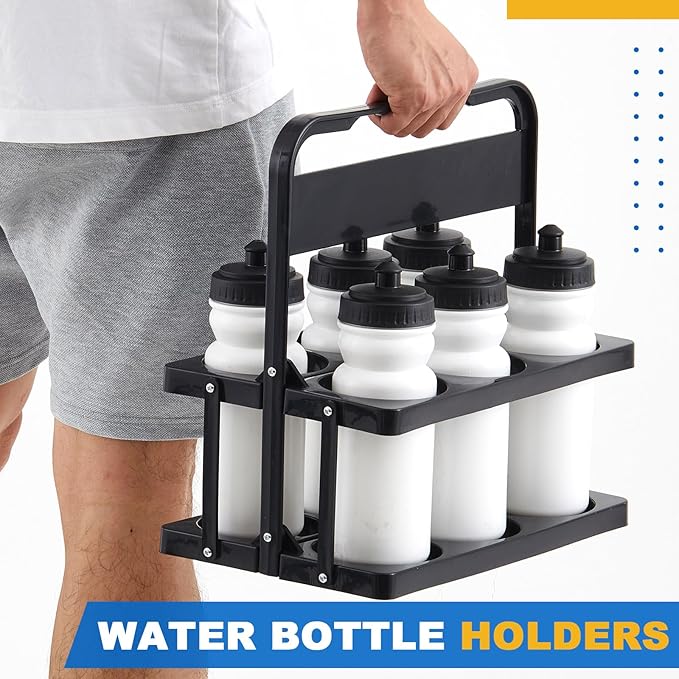 Suclain 2 Pcs Sports Water Bottle Carrier with Handle Collapsible Water Bottle Carrier Foldable Plastic Drink Caddy Portable Takeout Cup Holder Stand for Team Travel Beverage Beer, Fits 20–32 oz Cup