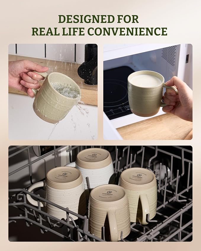 famiware Coffee Mugs Set of 6, 13 oz Mug Set, Ceramic Cup Set with Handle for Coffee, Tea, Cocoa, Milk, Constellation Series, Honey