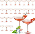 LemonRoad 24 Pcs Plastic Coupe Glasses 9 oz Disposable Martini Glasses for Cocktails, Champagne, Desserts and Espresso, Drinkware Set for Weddings, Birthday Parties, Home Bars (Champagne Powder)