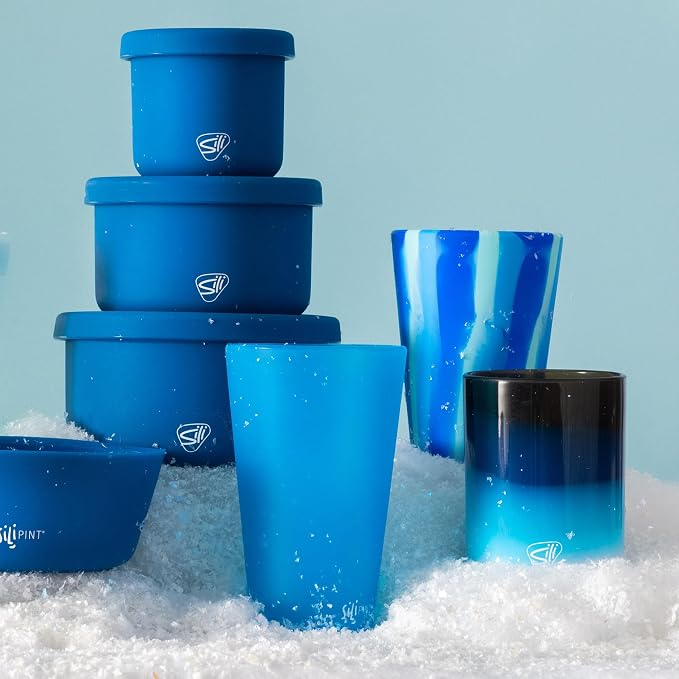 Silipint 1.5oz Silicone Shot Glasses – Pack of 2 Unbreakable, BPA-Free, Non-Toxic, Dishwasher & Freezer Safe Cups – Colored Shot Glasses for Cold Beverages, Cocktails, Travel, Party (Arctic Sky)
