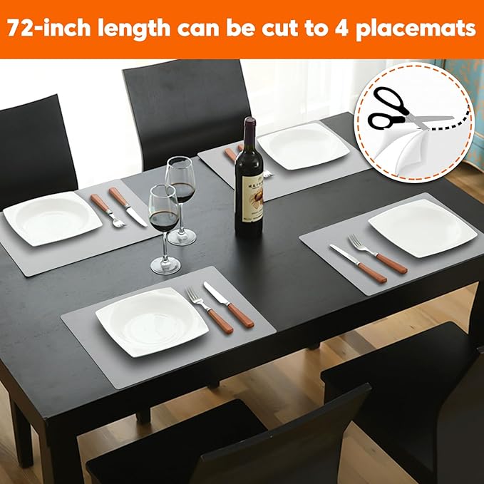 Large Silicone Mats for Kitchen Counter,12"x72" Cuttable Silicone Roll for Silicone Heat Resistant Mat Silicone Placemat Table Runner,New Skin-Friendly Material Countertop Protector,Translucent