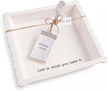 Mud Pie Ceramic Brownie Pan Set with Silverplate Server, Scalloped Brownie Baking Dish, Oven Safe Dishwasher Safe Bakeware, Perfect Brownie Pan for Desserts, Bars, Gifts, White