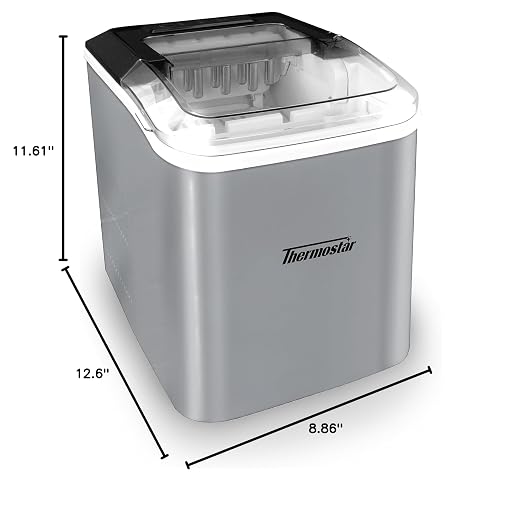 Nostalgia Thermostar Automatic Self-Cleaning Portable Electric Countertop Ice Maker Machine, 26 Pounds in 24 Hours, 9 Ice Cubes Ready in 7 Minutes, with Ice Scoop and Basket, Silver