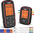 YIOU Wireless Meat Thermometer for Cooking, Digital Meat Thermometer with 4 Probes, 500FT Ultra Accurate & Fast Food Thermometer for Oven, Smoker, Warm Red