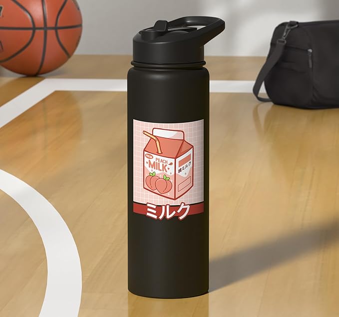 Cute Funny 90s Japanese Kawaii Aesthetic Peach Milk Stainless Steel Insulated Water Bottle
