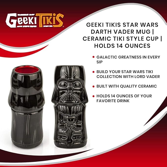 Geeki Tikis Star Wars Darth Vader Mug | Official Star Wars Collectible Tiki Style Ceramic Cup | Holds 14 Ounces