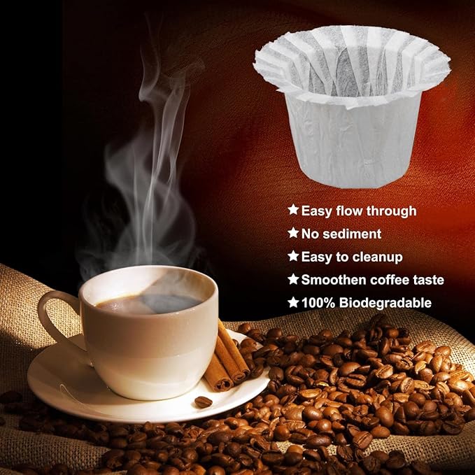 Irmidi 300 Count Disposable Paper Filter with 2 Pack Reusable K Cups Coffee Pods,Compatible with Keurig 2.0 and 1.0 Coffee Maker