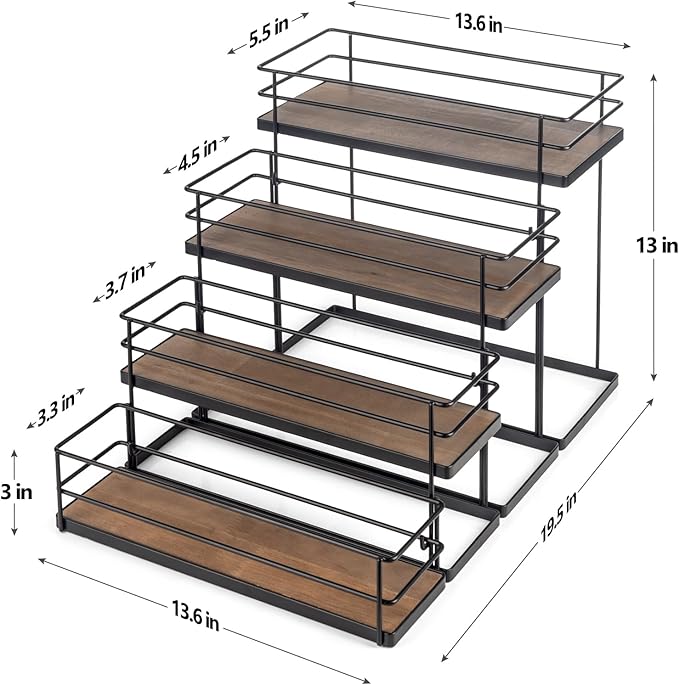 kimilus 16 Bottle Capacity Coffee Syrup Organizer 4 Tier Coffee Syrup Stand Shelf for Coffee Bar Kitchen Small Wine Rack for Bar Family Storage for Syrup Wine Dressing