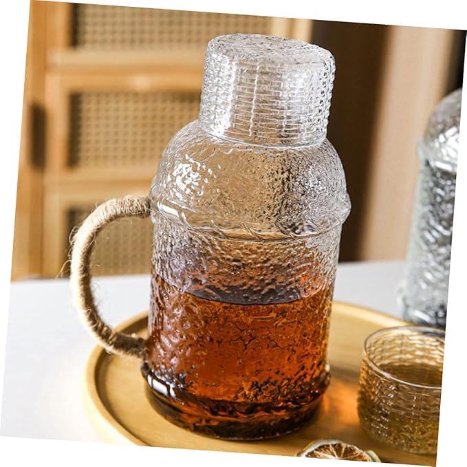 PRETYZOOM Large Capacity Glass Water Pitcher Set High-temperature Resistant Cold Water Kettle with Lid for Home Office Use Elegant Design for Parties and Gatherings