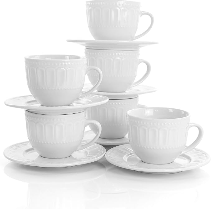 Elama Charlotte 6 Piece Mug Set in White (Pack of 2)