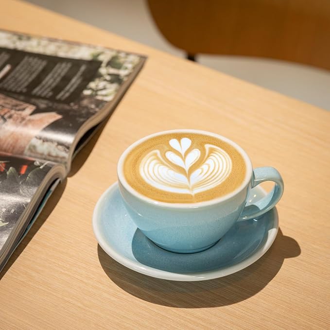 Loveramics 2 Set x 10 oz Latte Art Cup and Saucer (Ice Blue + Berry)